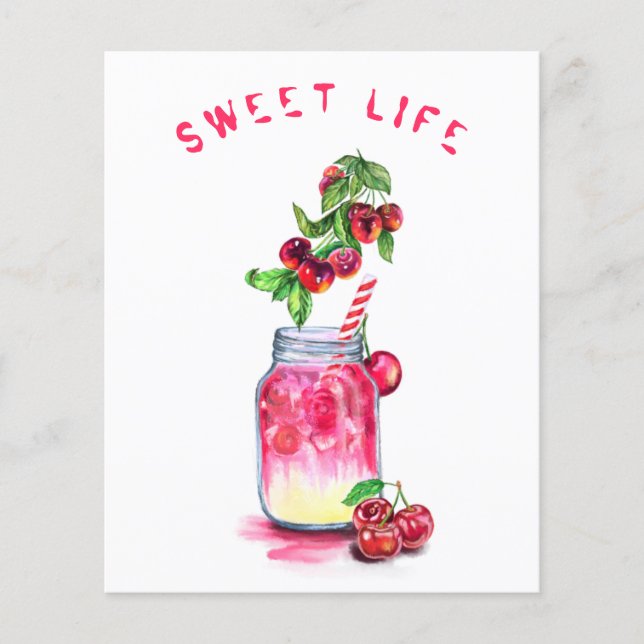 Cherry Cool Drink Summer Cocktail Party Flyer (Front)