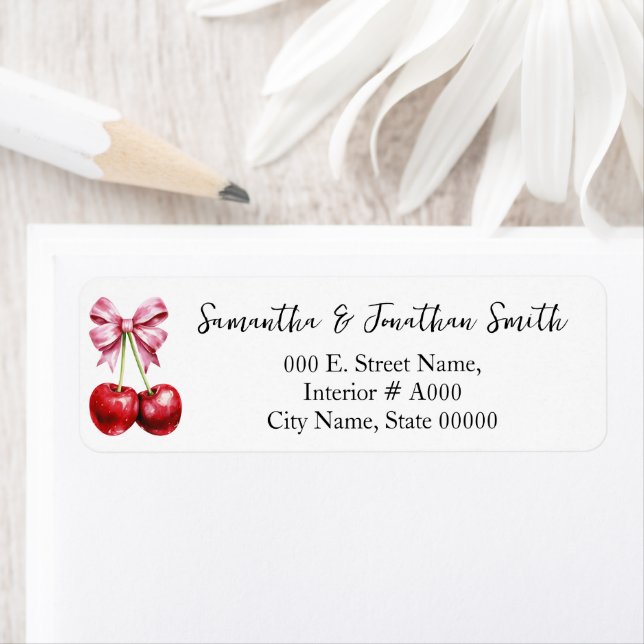 Cherry Coquette Baby Shower Return Address Label (Insitu)