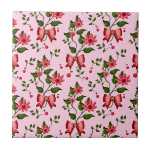 Cherry coquette floral Pattern Ceramic T Tile
