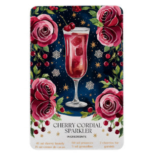 Cherry Cordial Sparkler Holiday Cocktail Recipe Magnet