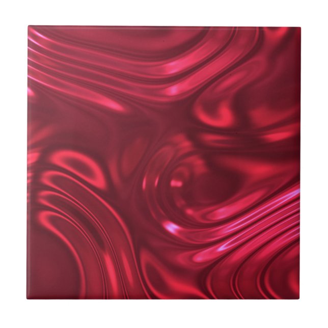 Cherry Crimson Red Swirl Ceramic Tile (Front)