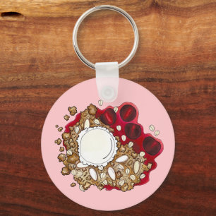 Cherry Crumble Cobbler Dessert Ice Cream Food Key Ring