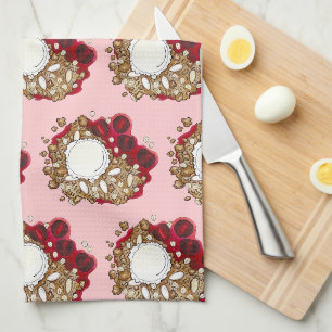 Cherry Crumble Cobbler Dessert Ice Cream Food Tea Towel