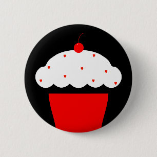 cherry cupcake 6 cm round badge