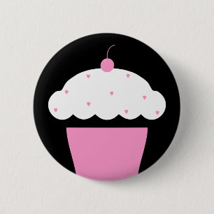 cherry cupcake 6 cm round badge