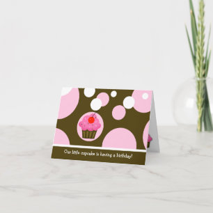 Cherry Cupcake Brown/Pink Modern Folded invitation