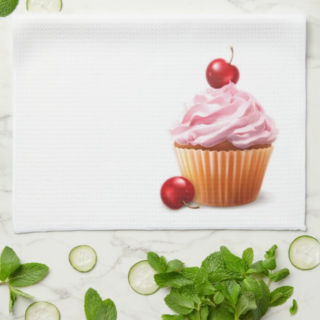 Cherry cupcake Kitchen Towel (Folded)