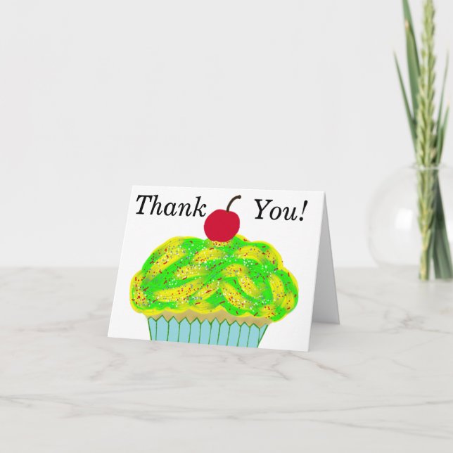 Cherry Cupcake Thank You Card (Front)