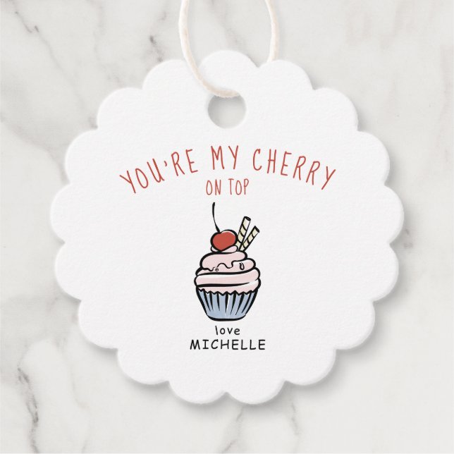 Cherry Cupcake Valentine's Day  Favour Tags (Front)