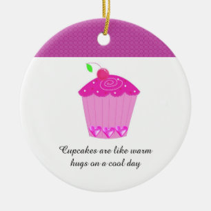Cherry Cupcake with Saying Ceramic Tree Decoration