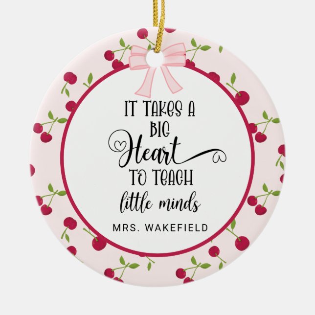 Cherry Custom Teacher Appreciation Gift Christmas Ceramic Ornament (Front)