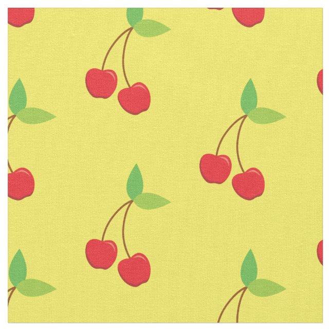 Cherry Cute Fruit Cherries Kitchen Fabric (Close Up)