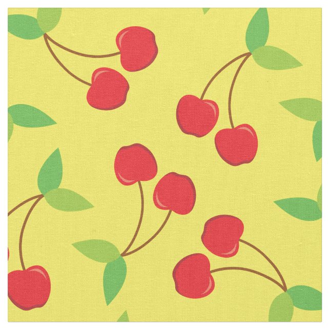 Cherry Cute Fruit Cherries Kitchen Fabric (Close Up)