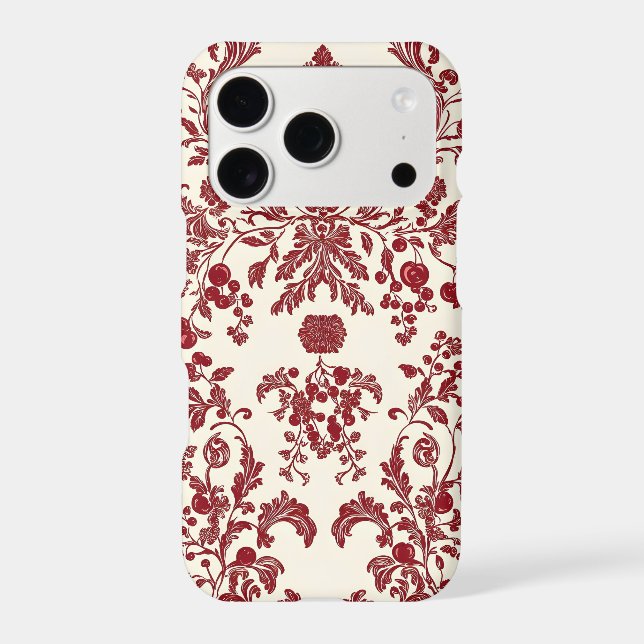 Cherry Damask iPhone Case | Ornamental Cherry Red (Back)