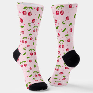 Cherry Disco Ball Pattern Socks