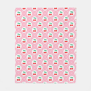 Cherry Dot Pattern – Retro Fruit Gift & Decor Fleece Blanket
