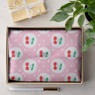 Cherry Dot Pattern – Retro Fruit Gift & Decor Tissue Paper