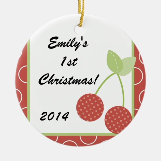 Cherry Farm Fruit Orcha Personalised Name Ornament (Front)