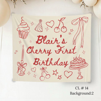 Cherry First Birthday Decorations cherry on top  Tapestry