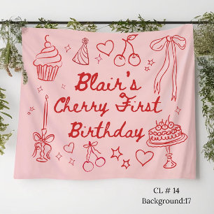 Cherry First Birthday Decorations cherry on top Tapestry