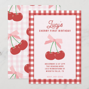Cherry First Birthday Invitation