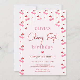 Cherry First Birthday Invitation