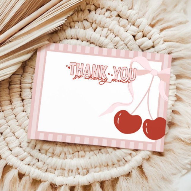 Cherry First Coquette Girls Birthday Thank You Card (Creator Uploaded)