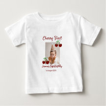 Cherry first happy birthday photo kids modern red