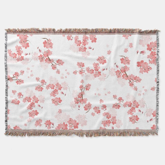 Cherry Flower 2 Throw Blanket (Front)
