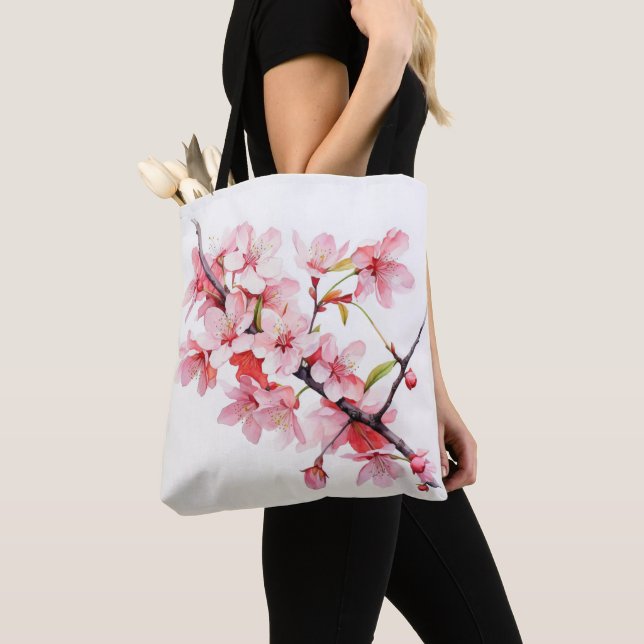 Cherry Flower Branch Tote Bag (Close Up)