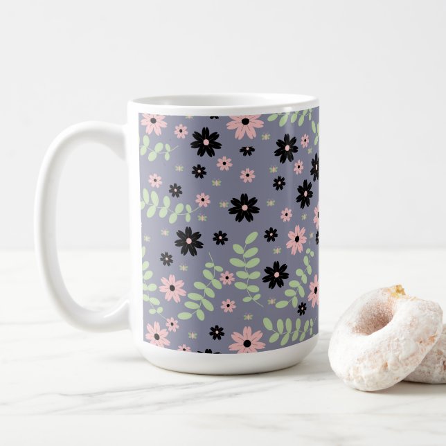 cherry flowers pattern   coffee mug (With Donut)