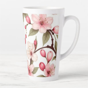 Cherry Flowers Pattern Latte Mug