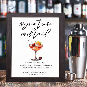 Cherry French 75 Her Wedding Signature Cocktail Poster
