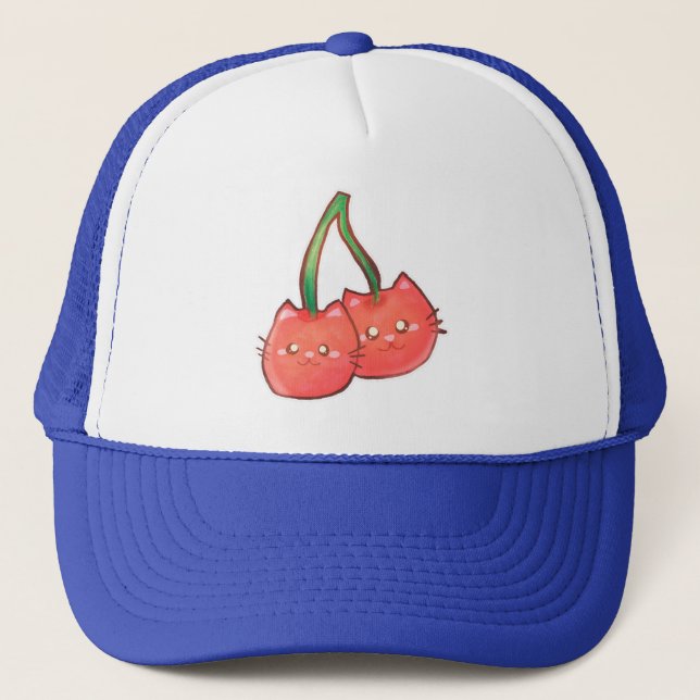 Cherry Fruit Cats Trucker Hat (Front)