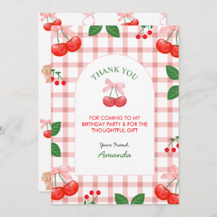 Cherry Fruit First Birthday Party Thank You Card