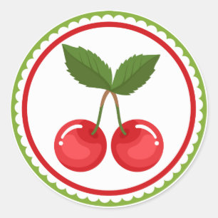 Cherry Fruit Flower Emblem Classic Round Sticker
