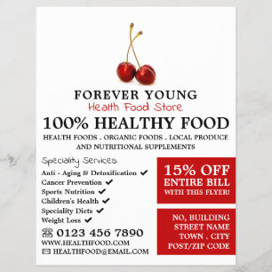 Cherry Fruit, Health Food Store Advertising Flyer