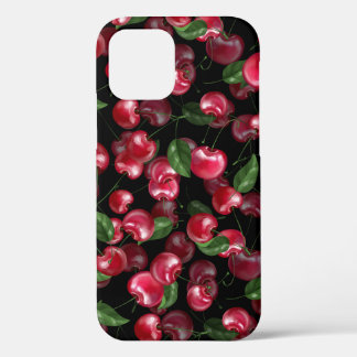 Cherry Fruit on black iPhone 12 Case