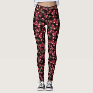 Cherry Fruit on black Leggings