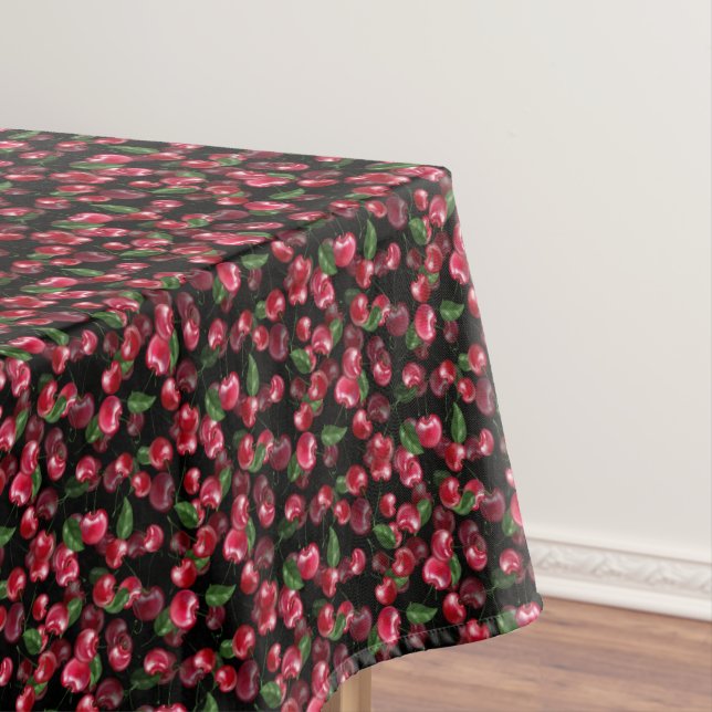 Cherry Fruit on black Tablecloth (In Situ)