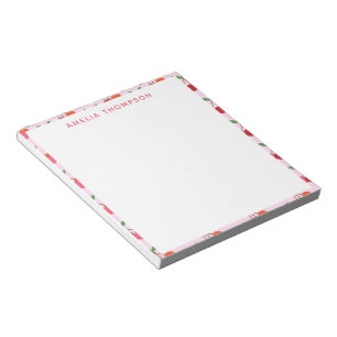 Cherry Fruit Pattern in Pink and Red Personalised Notepad
