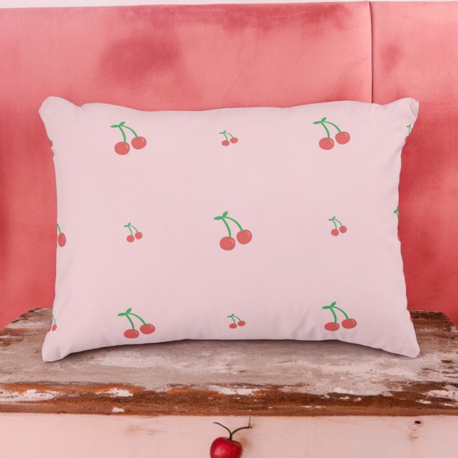 Cherry Fruit Pattern Red Pink Decorative Cushion (Creator Uploaded)