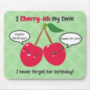 Cherry fruit twins birthday cute kawaii cartoon mouse pad