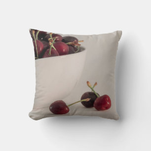 Cherry Fruits In A Bowl In Muted Tones Still Life Cushion