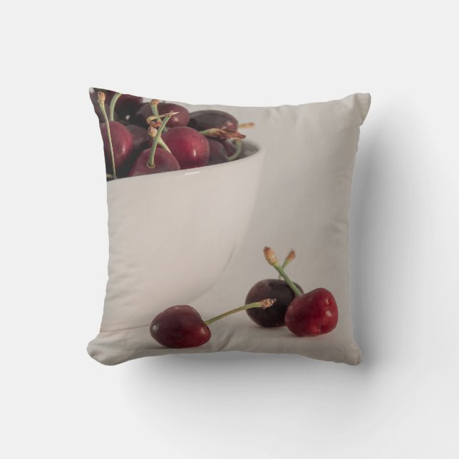 Cherry Fruits In A Bowl In Muted Tones Still Life Cushion (Front)
