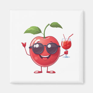 Cherry Fun Cheerful Vacation Tropical Drink Party Magnet