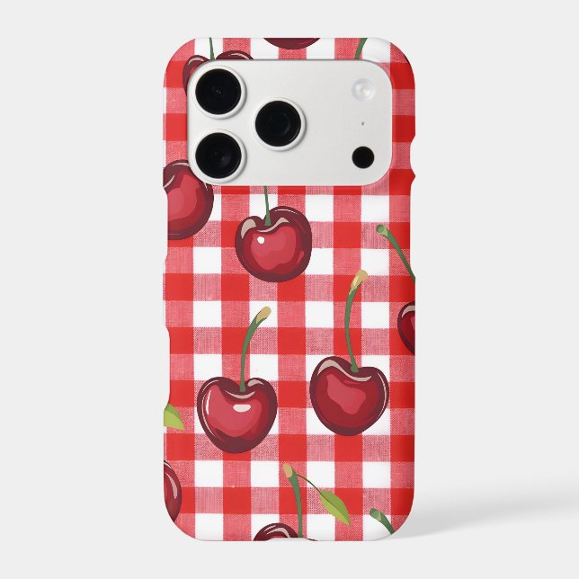 Cherry Gingham iPhone Case | Cherry Red (Back)