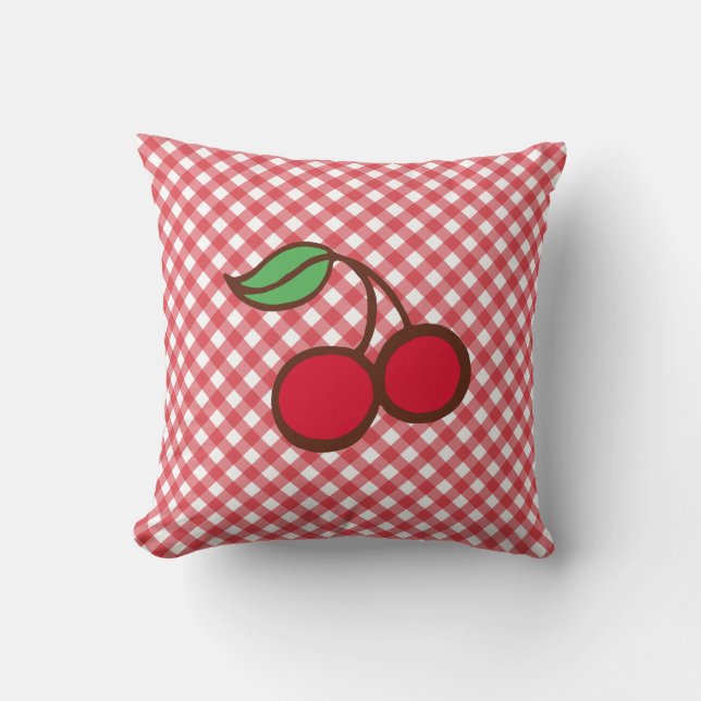 Cherry Gingham  Pillow (Front)