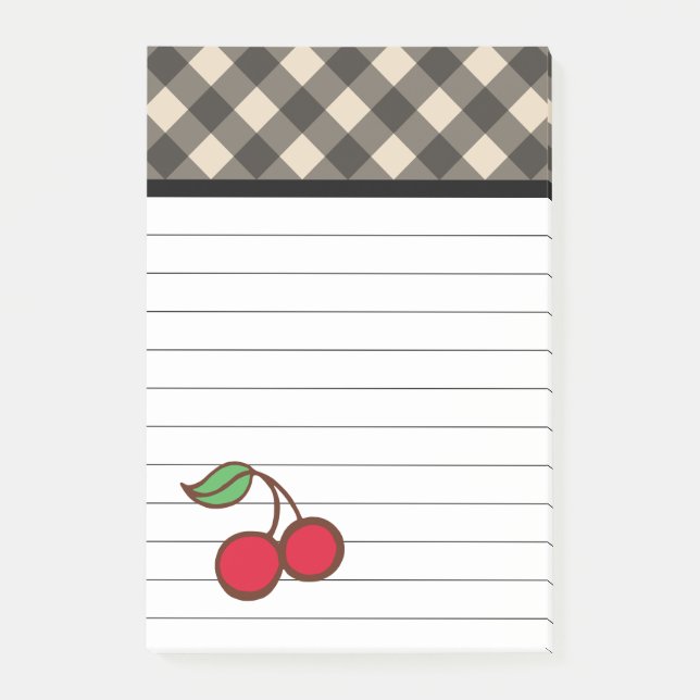 Cherry Gingham Post It Notes (Front)