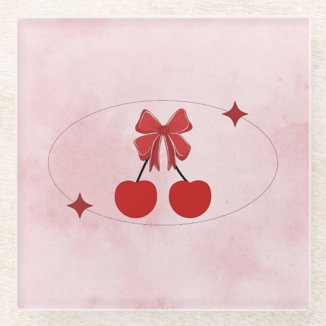 Cherry Glass Coaster (Front)